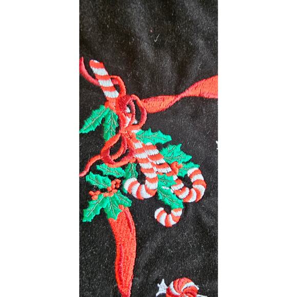 Vintage Eagle's Eye‎ Black Velvet Christmas Holiday Maxi Skirt Candy Canes 26 8 - Picture 3 of 8